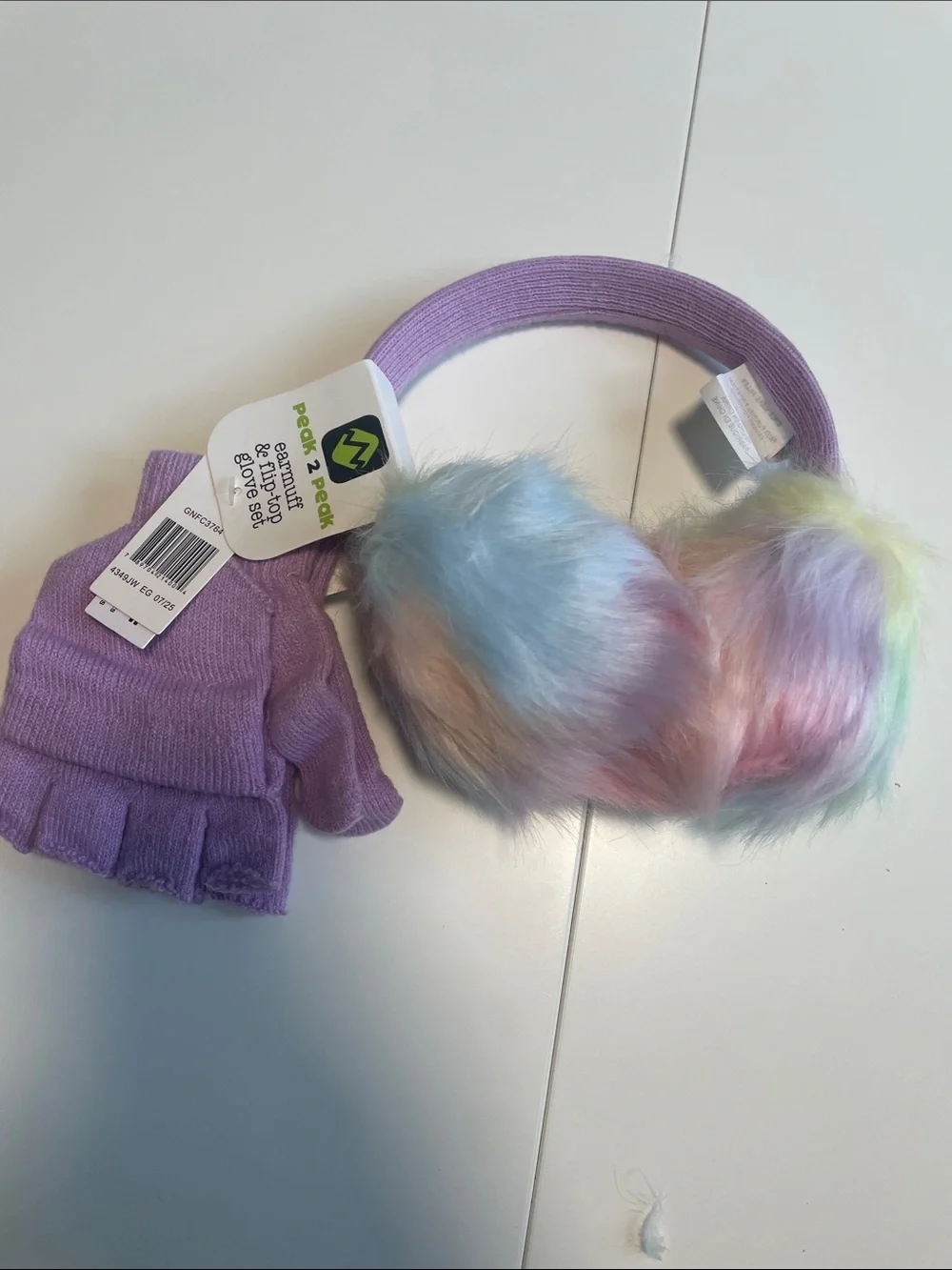 Peek 2 Peak Pastel Faux-Fur Earmuffs with Lavender Headband